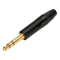 Mufa jack stereo 6.3 Neutrik NP3XB, carcasa neagra, conector aurit