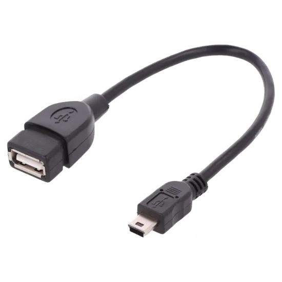 Adaptor cablu de date USB-USB mini OTG 20 cm , USB-A mama, USB-B mini tata