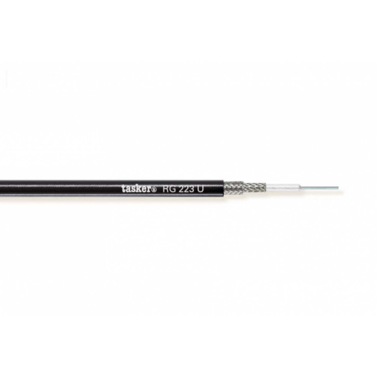 Cablu coaxial video Tasker RG223U , negru, 1x0.63 (50 Ohm), OFC, argintat
