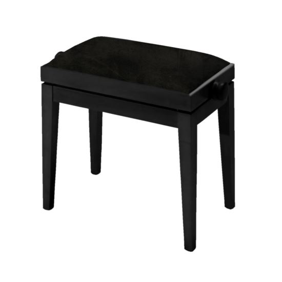Scaun bancheta pian Discacciati Pro 105R , negru lucios, sezut negru, catifea
