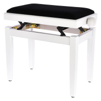 Scaun bancheta pian Thomann KB-15WHM , alb mat, sezut negru, catifea