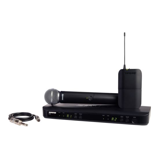 Sistem fara fir de instrument si microfon de mana Shure BLX1288E/SM58 , bodypack, SM 58