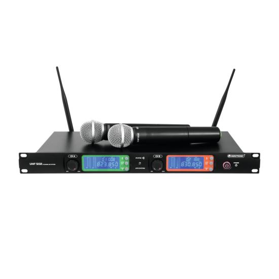 Sistem fara fir cu 2 microfoane vocale Omnitronic UHF-502 , 823-832MHz