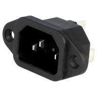 Conector alimentare panou AC C14 IEC60320, soclu, tata, 10A, 250VAC, prindere cu surub