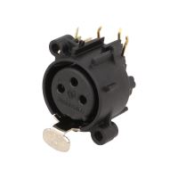 Soclu XLR mama Neutrik NC3FAH2 , 90 grade cu buton 6A