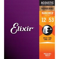 Corzi chitara acustica 12-53 Elixir Nanoweb 16052 phosphor bronze , light, coated