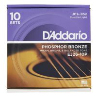 Pachet 10 seturi corzi chitara acustica 11-52 D'Addario EJ26-10P phosphor bronze , custom light