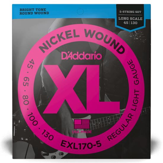 Corzi chitara bass 5 corzi 45-130 D'Addario EXL170-5 nickel , regular light