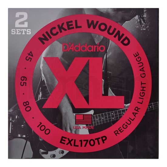 Pachet 2 seturi corzi chitara electrica 45-100 D'Addario EXL170TP nickel , regular light