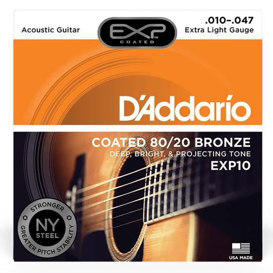 Corzi chitara acustica 10-47 D'Addario EXP10 80/20 , extra light, coated