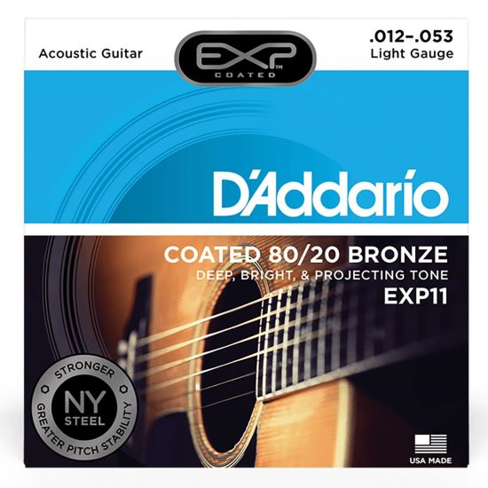 Corzi chitara acustica 12-53 D'Addario EXP11 80/20 , light tension, coated