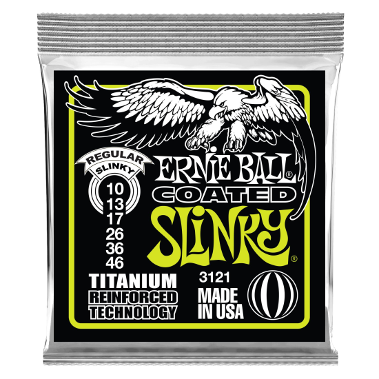 Corzi chitara electrica 10-46 Ernie Ball Titanium 3121 nickel plated , regular slinky, coated