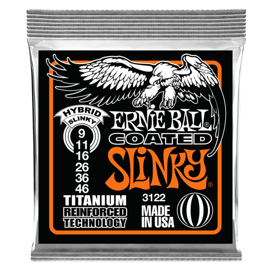 Corzi chitara electrica 9-46 Ernie Ball Titanium 3122 nickel plated , hybrid slinky, coated