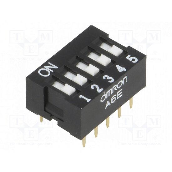 Intrerupator Dip-Switch, 5 Sectiuni, On-Off, 0,025A 24V dc