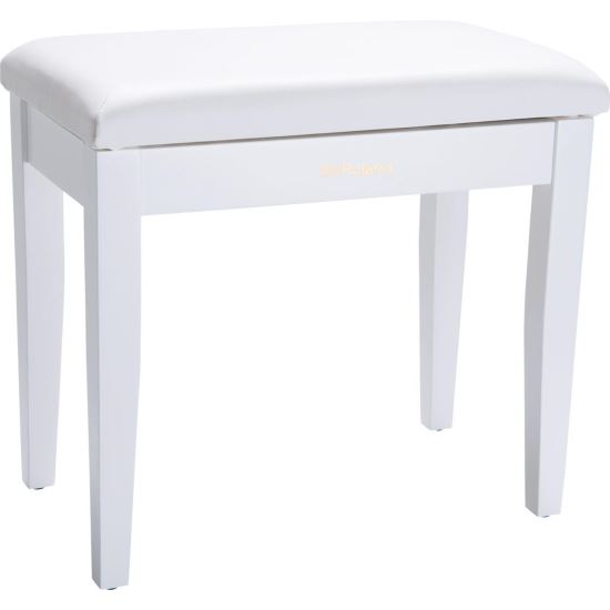 Scaun bancheta pian Roland RPB-100 WH , nereglabil, alb mat, sezut alb, piele sintetica