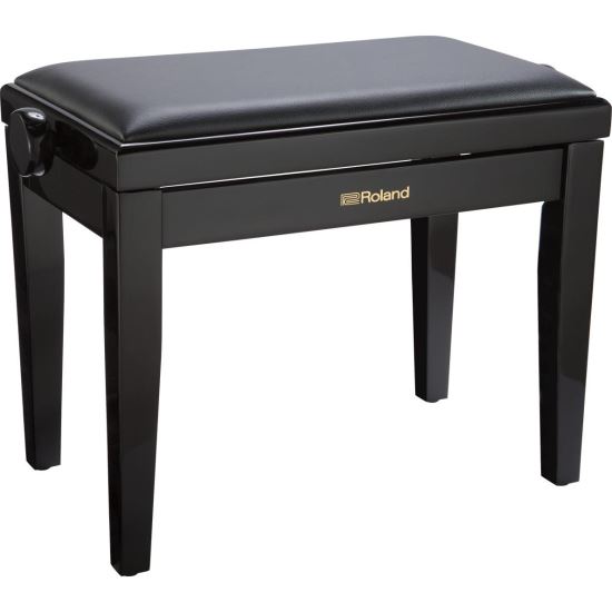 Scaun bancheta pian Roland RPB-200 PE , negru lucios, sezut negru, piele sintetica