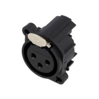 Soclu Amphenol AC3FAH-AU-PRE, XLR, mama, pin 3, in unghi 90 gr, cu buton, insurubare