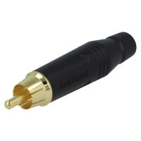 Mufa Amphenol ACPR-BLK, RCA, tata, drept, lipire, neagra, aurit, pe cablu, 3÷7mm