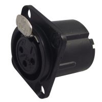 Soclu Neutrik NC3FDLB1, XLR, mama, pin 3, cu buton, lipire, neagra, 16A, 19x24mm
