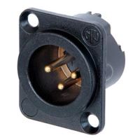 Soclu Neutrik NC3MD-LX-B, XLR, tata, pini 3, lipire, panou, negru