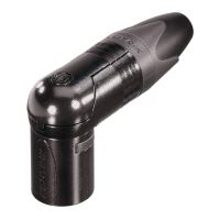 Mufa Neutrik NC3MRX-B, XLR, tata, pin 3, in unghi 90 gr, rotativ, pe cablu, lipire, 16A, neagra