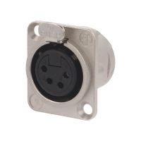 Soclu Neutrik NC4FDL1, XLR, mama, pin 4, colier 2 orificii, panou