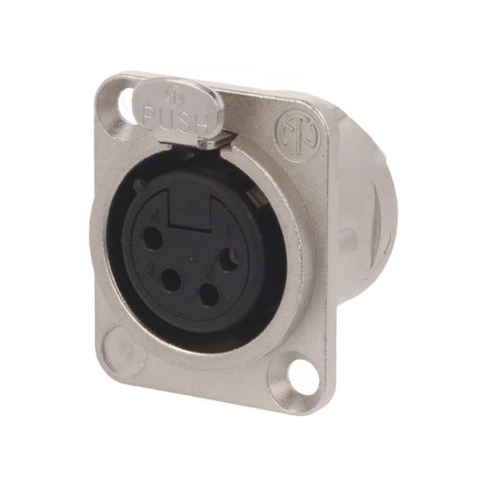 Soclu Neutrik NC4FDL1, XLR, mama, pin 4, colier 2 orificii, panou