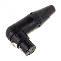 Mufa Neutrik NC5FRX-B, XLR, tata, pin 5, unghi, pe cablu, lipire, neagra
