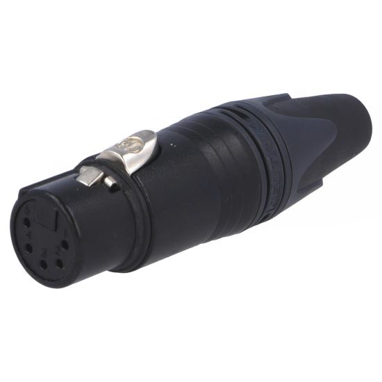 Mufa Neutrik NC5FXXB, XLR, mama, pin 5, drept, pe cablu, lipire, 7,5A, 3.5÷8mm, 1mm2