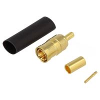 Mufa Amphenol SMB6121A13G550, SMB, mama, drept, 50Ω, crimpat, pe cablu, teflon, aurit, 0,3dB