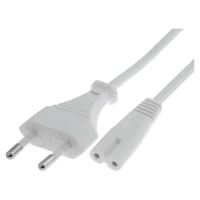 Cablu alimentare cas 2.5M , CEE 7/16 tata drept, IEC C7 mama drept, 2x0.75, alb