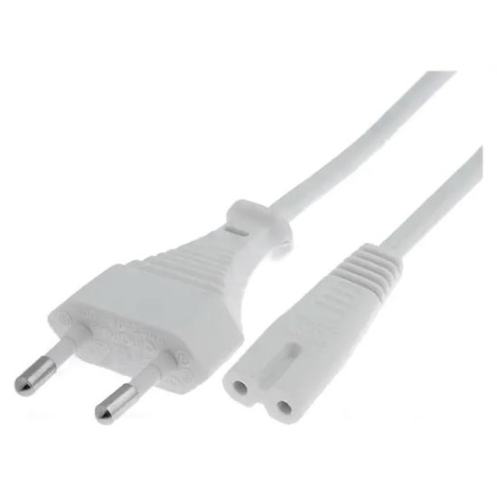 Cablu alimentare cas 2.5M , CEE 7/16 tata drept, IEC C7 mama drept, 2x0.75, alb