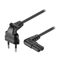 Cablu alimentare cas 2M , CEE 7/16 tata in unghi, IEC C7 mama in unghi, 2x0.75