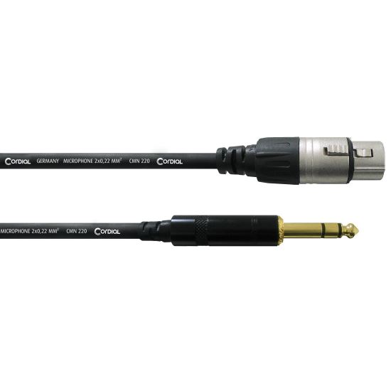 Cablu audio balansat 0.3M Cordial CFM 0.3 FV , XLR mama 3P, jack 6.3 tata stereo aurit, Rean