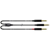 Cablu audio Y 0.9M Cordial CFY 0.9 VPP , jack 6.3 tata stereo, 2xJack 6.3 tata mono, aurite, Rean