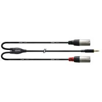 Cablu audio Y 3M Cordial CFY 3 WMM , 2xXLR tata 3P, jack 3.5 tata stereo aurit, Rean