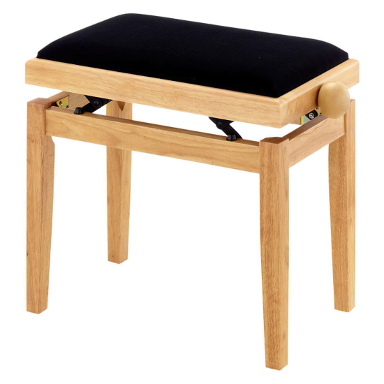 Scaun bancheta pian Thomann KB-15NM , natural mat, sezut negru, catifea