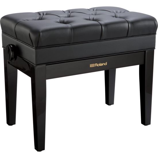 Scaun bancheta pian Roland RPB-500 PE , negru lucios, sezut negru, captusit, compartiment partituri
