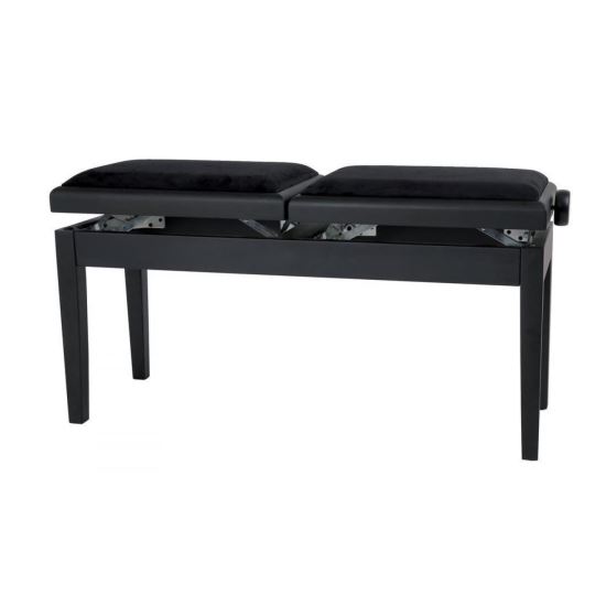 Scaun bancheta pian Gewa Deluxe Double 130.200 , negru mat, sezut negru, velur