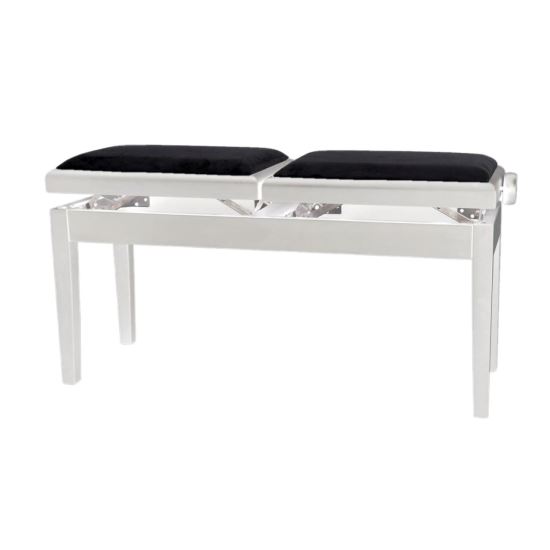 Scaun bancheta pian Gewa Deluxe Double 130.220 , alb mat, sezut negru, velur