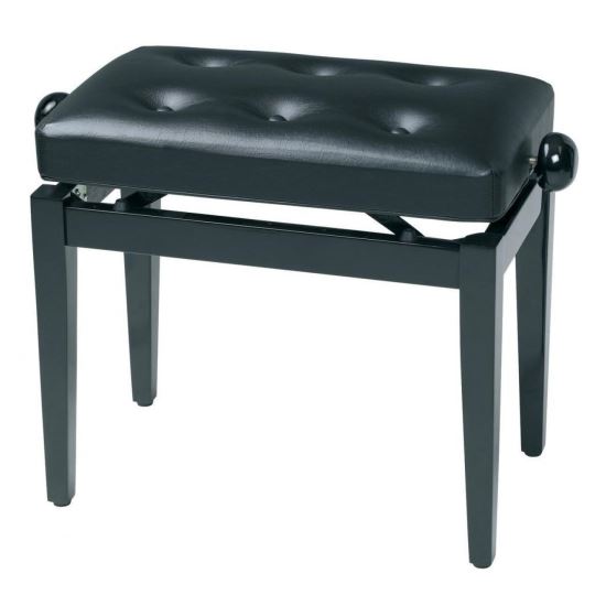 Scaun bancheta pian Gewa Deluxe 130.300 , negru lucios, sezut negru, piele sintetica