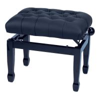 Scaun bancheta pian Gewa Deluxe XL 130.310 , negru lucios, sezut negru, piele sintetica