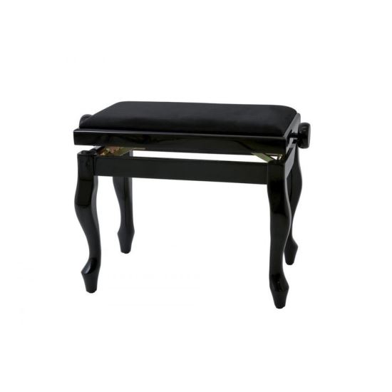 Scaun bancheta pian Gewa Deluxe Classic 130.330 , negru lucios, sezut negru, velur