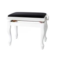 Scaun bancheta pian Gewa Deluxe Classic 130.340 , alb mat, sezut negru, velur
