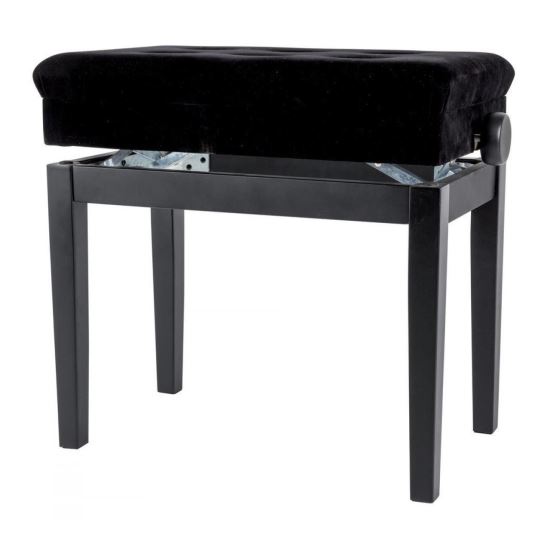 Scaun bancheta pian Gewa Deluxe 130.570 , alun mat, compartiment, sezut negru, velur