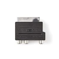 Adaptor video SCART tata - S-Video mama + 3x RCA mama, negru