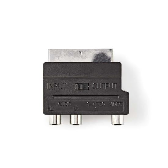 Adaptor video SCART tata - S-Video mama + 3x RCA mama, negru