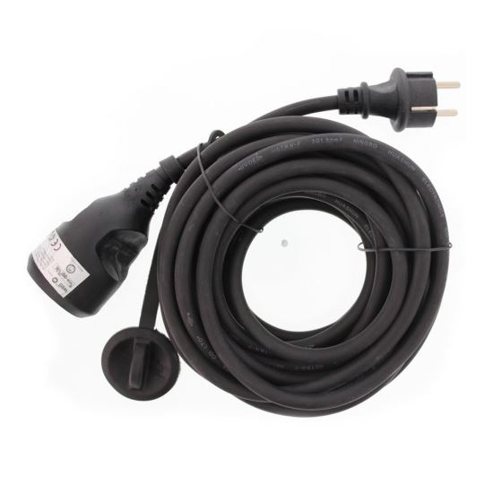 Cablu prelungitor de alimentare 10m Well , IP44, 3x1.5 mmp, stecker schuko, cupla, negru