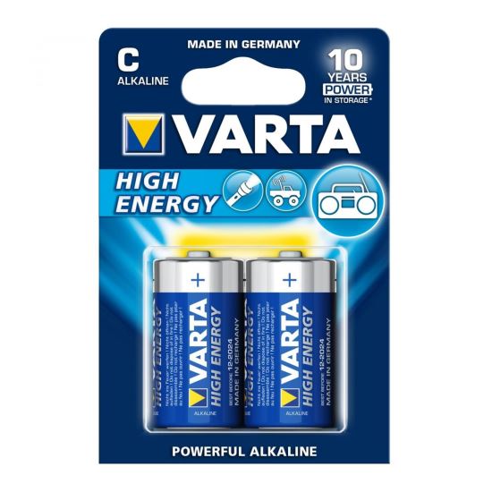 Baterie R14 C Varta High Energy , 1.5V, alcalina