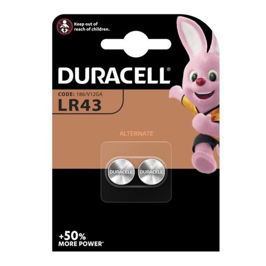 Baterie AG12 Duracell LR43 , alcalina, 1.5V, V12GA, 186, 1166A, LR1142, SR43W